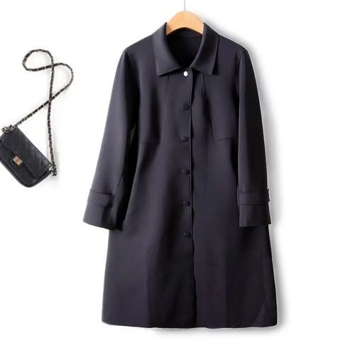 Simple French Fashion Light Luxury Windbreaker Mid Length Autumn Turn