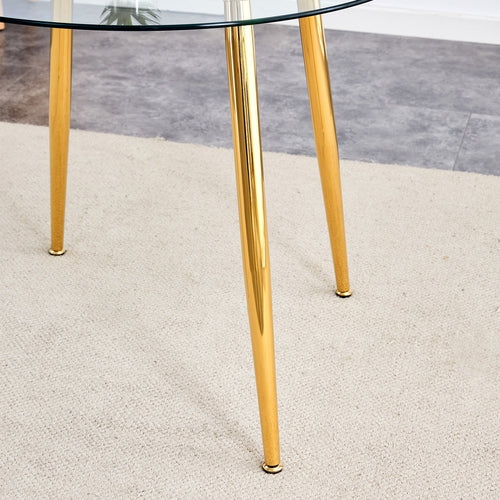 Table and chair set.36 Inch Diameter Modern Luxury Glass Dining Table
