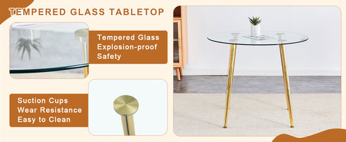 Table and chair set.36 Inch Diameter Modern Luxury Glass Dining Table