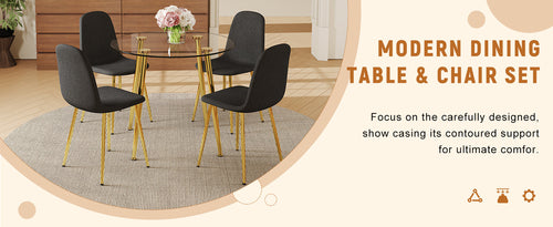 Table and chair set.36 Inch Diameter Modern Luxury Glass Dining Table