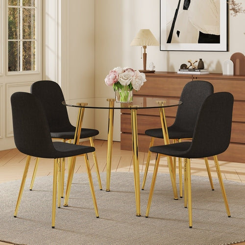 Table and chair set.36 Inch Diameter Modern Luxury Glass Dining Table