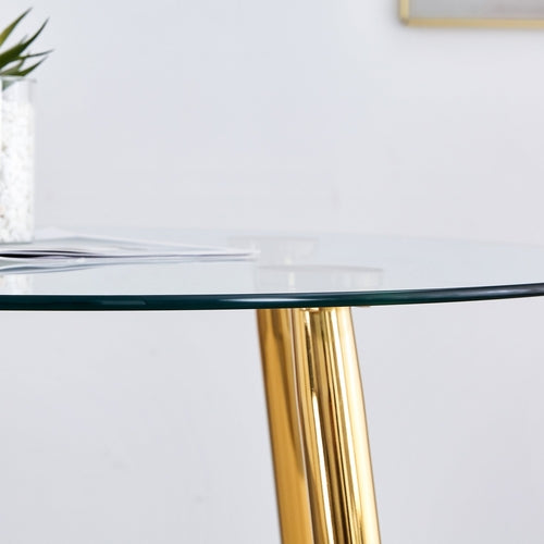 Table and chair set.36 Inch Diameter Modern Luxury Glass Dining Table