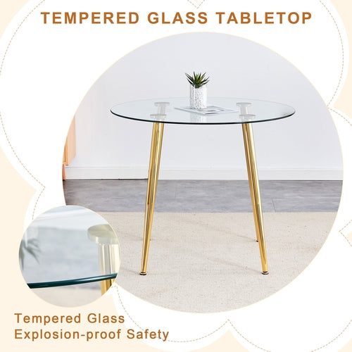 Table and chair set.36 Inch Diameter Modern Luxury Glass Dining Table