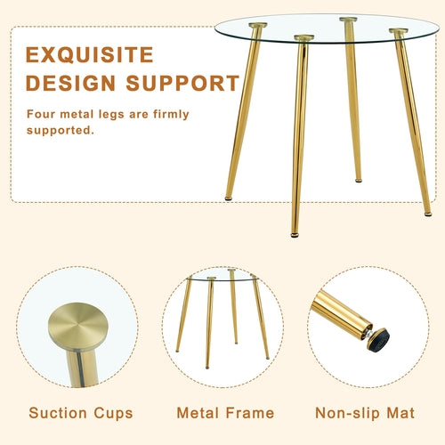 Table and chair set.36 Inch Diameter Modern Luxury Glass Dining Table