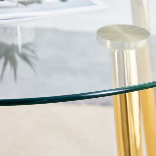 Table and chair set.36 Inch Diameter Modern Luxury Glass Dining Table