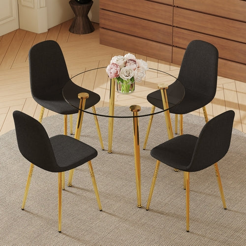 Table and chair set.36 Inch Diameter Modern Luxury Glass Dining Table