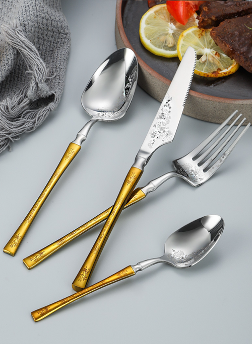 Luxury 304 Stainless Steel Cutlery Set – Gold Mirror Finish with