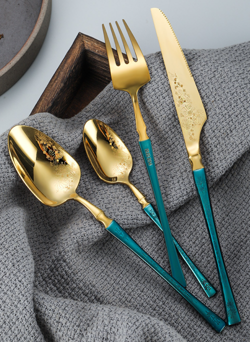 Luxury 304 Stainless Steel Cutlery Set – Gold Mirror Finish with