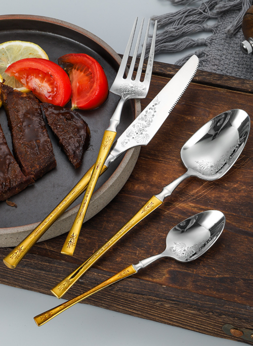 Luxury 304 Stainless Steel Cutlery Set – Gold Mirror Finish with