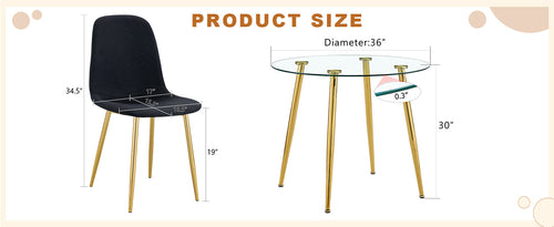 Table and chair set.36 Inch Diameter Modern Luxury Glass Dining Table