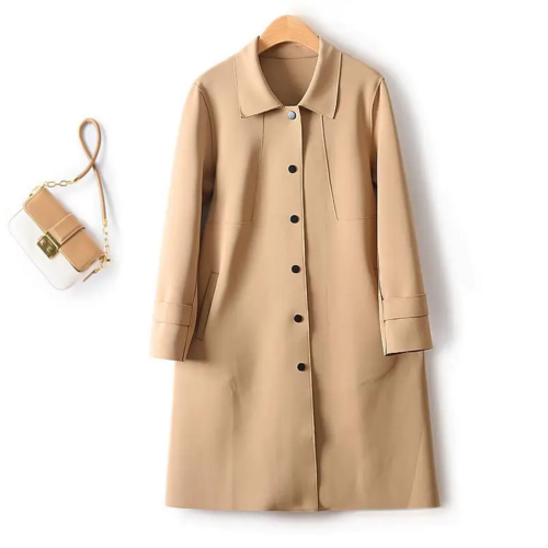 Simple French Fashion Light Luxury Windbreaker Mid Length Autumn Turn