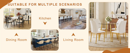 Table and chair set.36 Inch Diameter Modern Luxury Glass Dining Table