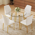 Table and chair set.36 Inch Diameter Modern Luxury Glass Dining Table