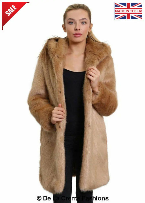 De La Creme - Women's Luxury Faux Fur Jacket Ladies Hooded Winter Coat