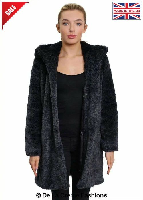 De La Creme - Women's Luxury Faux Fur Jacket Ladies Hooded Winter Coat